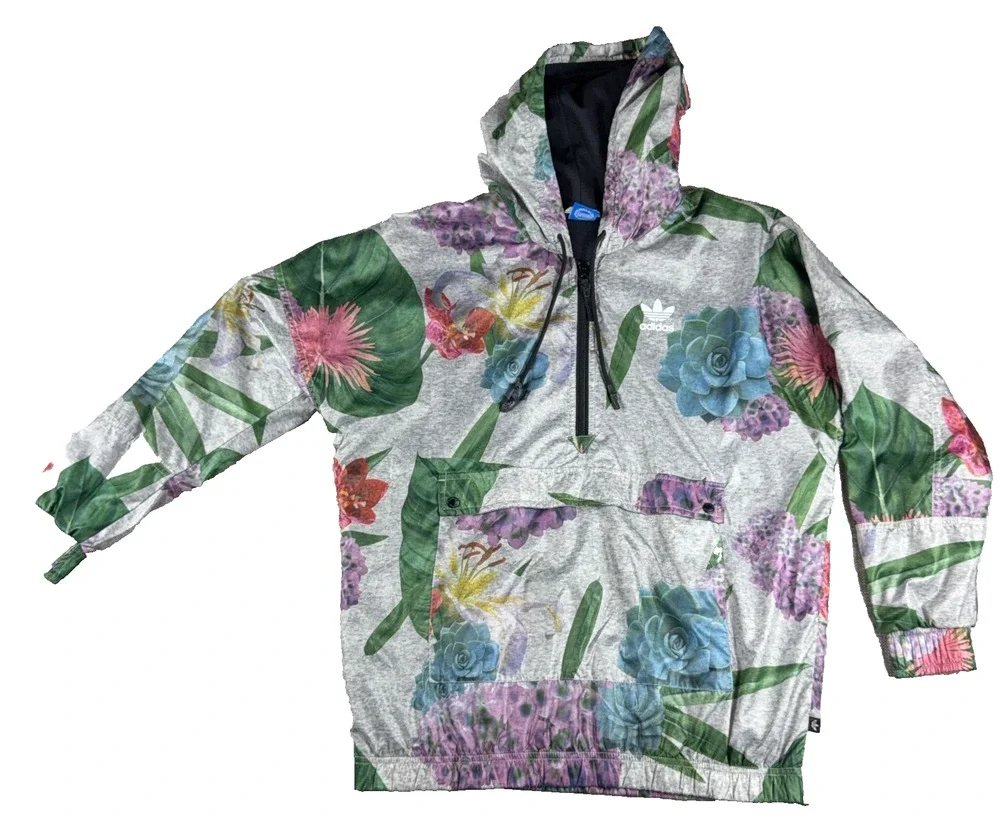 adidas Originals AJ8875 Floral Windbreaker Women S Trefoil Half Zip Anorak 2015